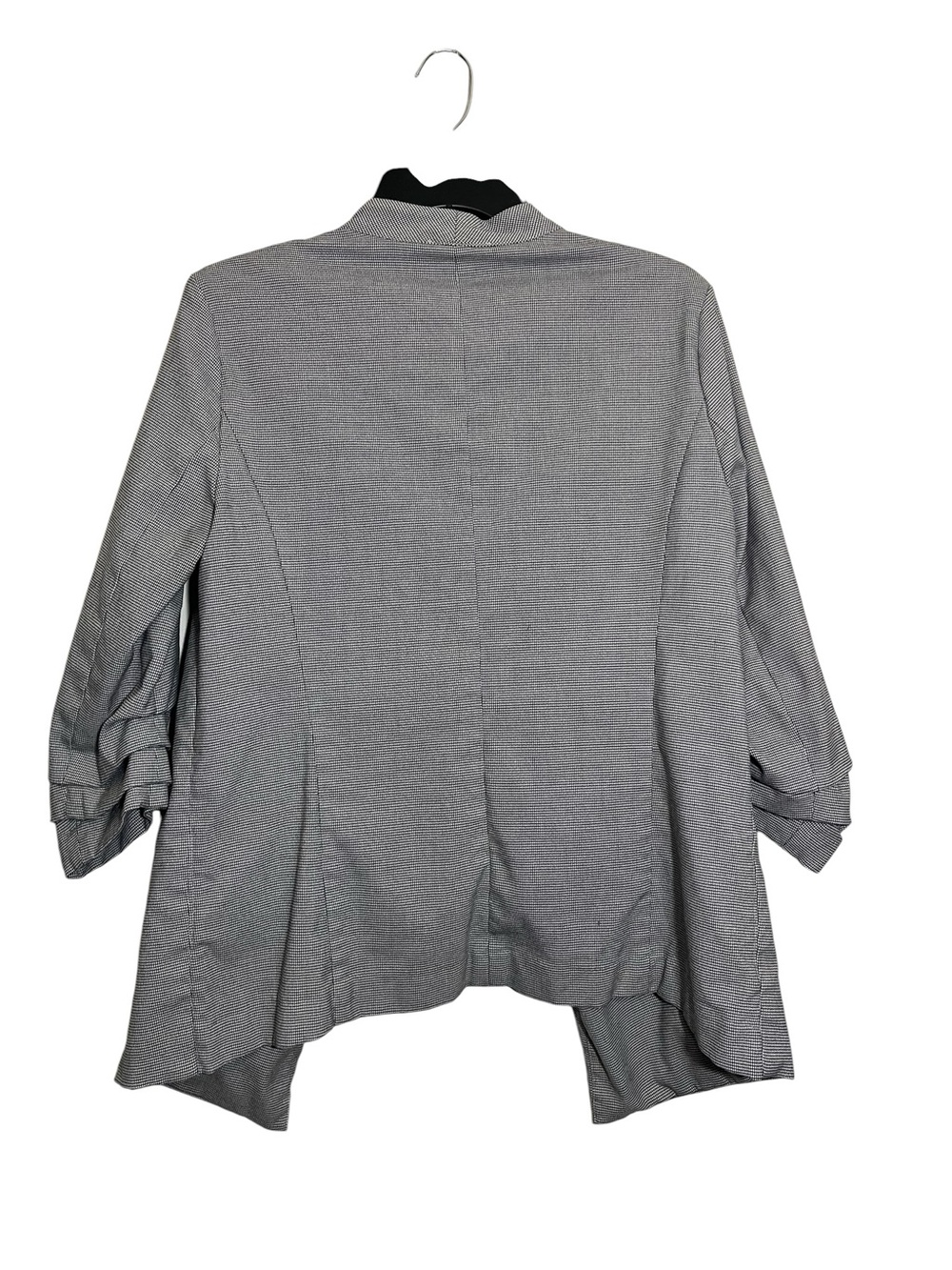 Women's Open-Front Light Gray Blazer with Rolled Sleeve Detail - Picture 3 of 4